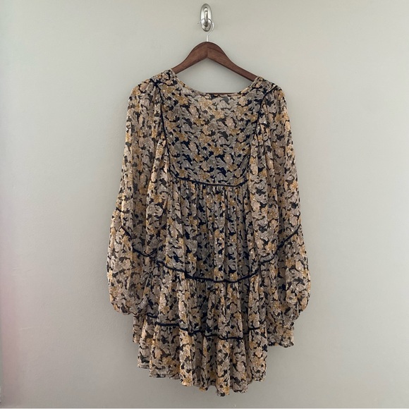 FREE PEOPLE Free Swinging Black Floral Print Mini Dress Size Small - Picture 8 of 11